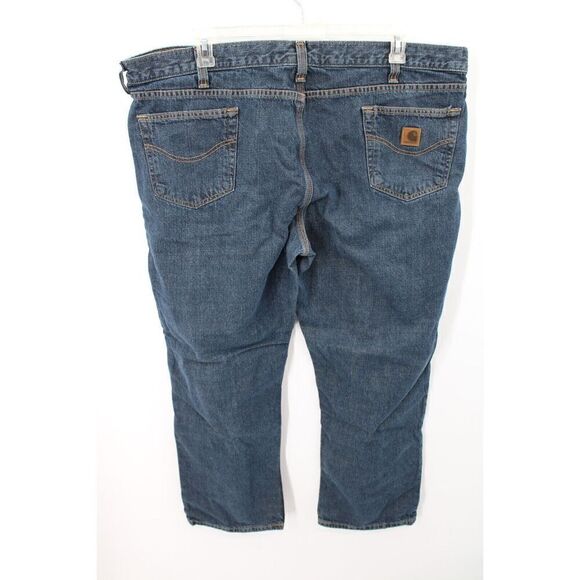 Carhartt 44x32 Mens Blue Denim 5-Pocket Relaxed Fit Dark Wash Jeans 100603 - Picture 5 of 8